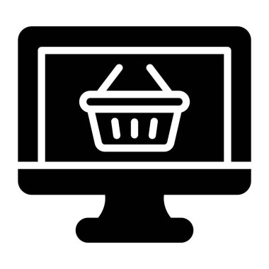 Ticari vektör biçimi, İnternet alışverişinin modaya uygun simgesi 