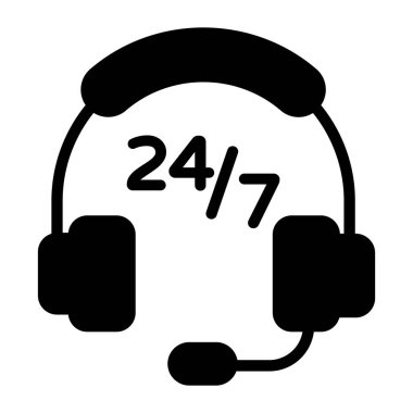 24 / 7 hizmet simgesi, müşteri hizmeti düz vektörü 