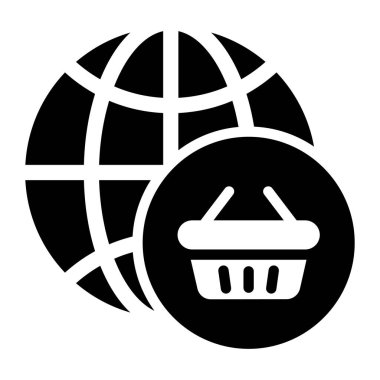 Modern düz stil dünya çapında alışveriş simgesi 
