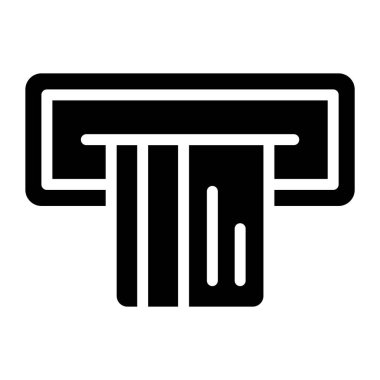 Düzenlenebilir para çekme simgesi, nakit para çekme makinesi ile banknot 