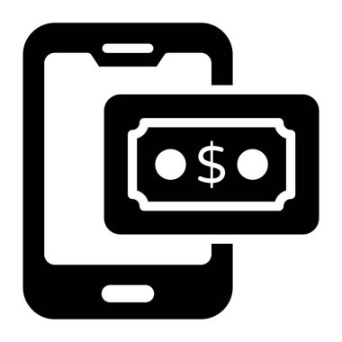 Düzenlenebilir düz biçimli mobil para simgesi 