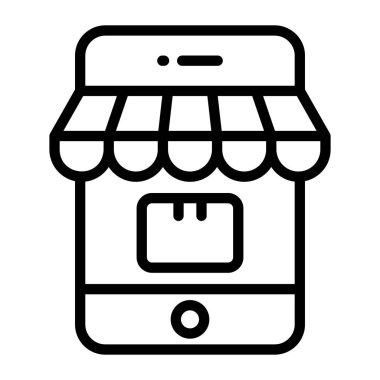 Mobil mağaza simgesi biçimi, mobil mağazanın modaya uygun düz vektörü