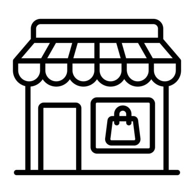 Dükkan vektörünün biçimi, düz simge 