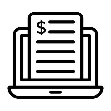 Çevrimiçi tasarıyı kavramlaştıran bir dizüstü bilgisayarın içinde mali makbuz 