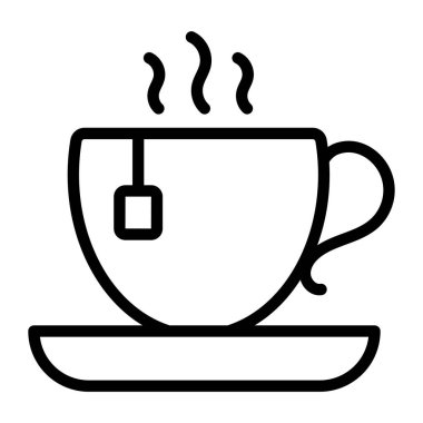 Çayın cızırtısı ve çay tabağı modern düzlükte. 