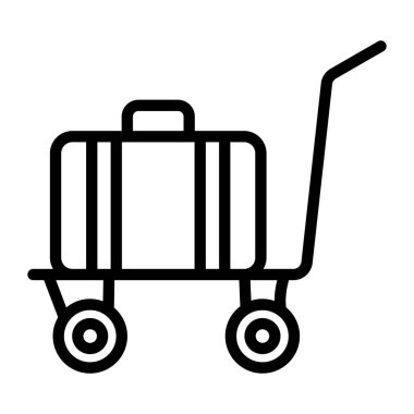 Bagaj arabası simgesinin düz tasarımı