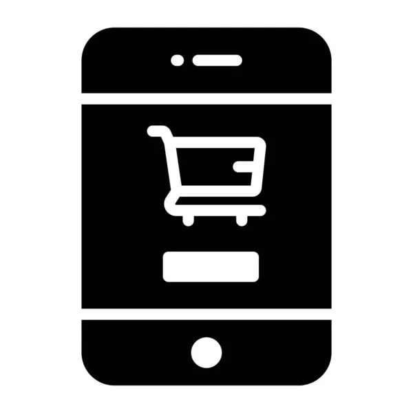 Einkaufswagen Einem Smartphone Mit Shopping App — Stockvektor