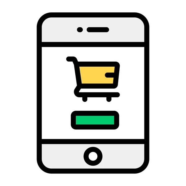 Chariot Achat Intérieur Smartphone Représentant Application Shopping — Image vectorielle