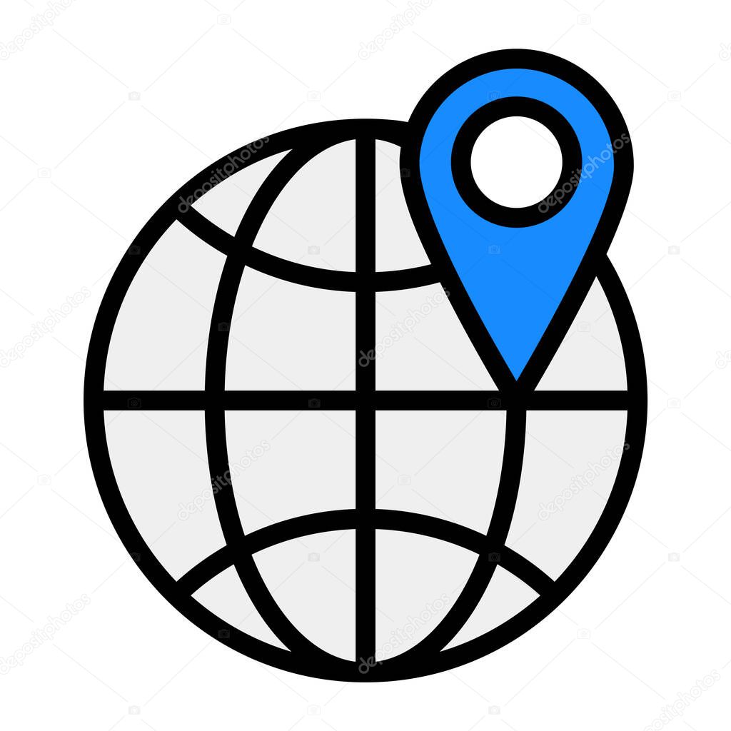 Global location, placeholder with globe flat vector 