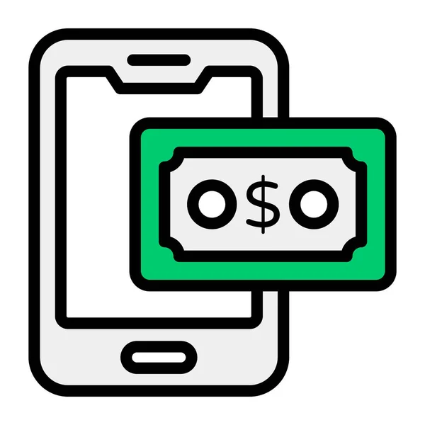 Mobile Money Icon Editable Flat Style — Stock Vector