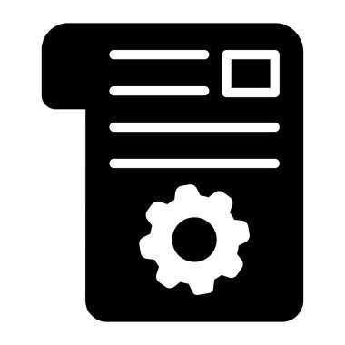 Yazı yönetimi simgesi, katlanmış kağıt üzerinde vites 