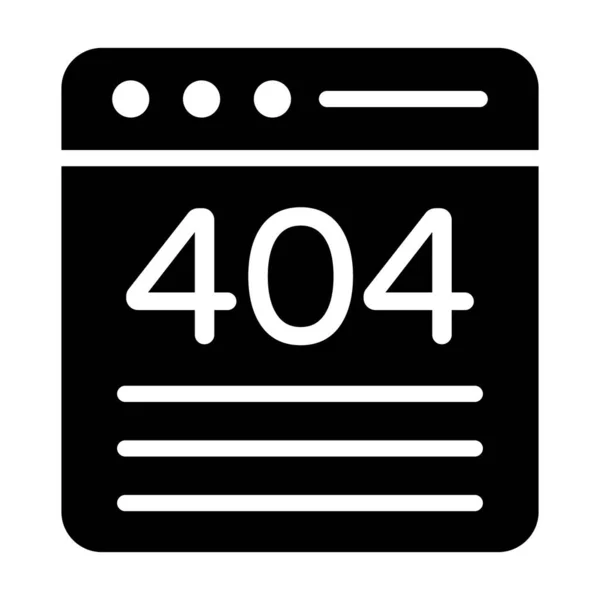 Trendy Glyph Icon Error 404 Missing Webpage — 스톡 벡터