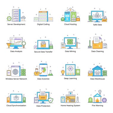 iş ve finans daire simgeleri ayarlandı. vektör illüstrasyonu