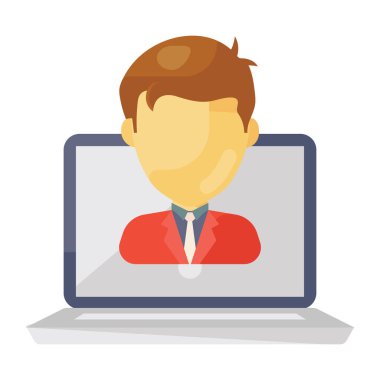 Dizüstü bilgisayar vektör illüstrasyon tasarımı işadamı