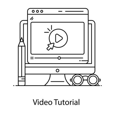 video oynatıcı satır simgesi, vektör illüstrasyonu