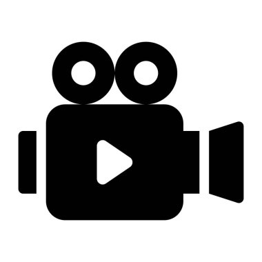 Video kamera simgesi. Beyaz arkaplanda izole edilmiş web tasarımı için film film vektör simgelerinin basit çizimi
