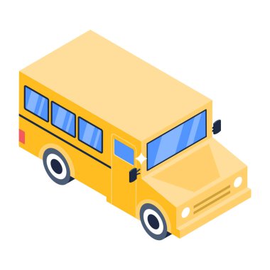 Otobüs simgesi. Eski okul vektör çiziminin izometriği