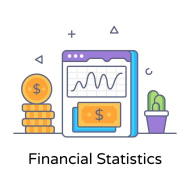 Finansal büyüme çizgisi ikonu vektörü. Para tasarrufu tabelası. izole edilmiş sembol çizimi