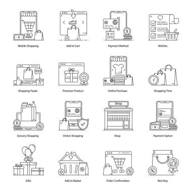 Web tasarımı için vektör simgeleri kümesi 