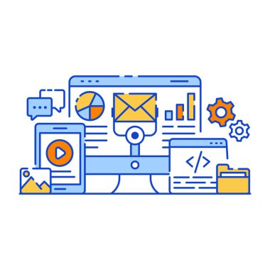 akıllı telefon ve e-posta pazarlama vektör çizimi