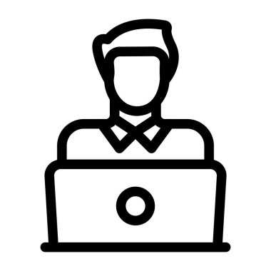 Üniformalı ve kask ikonlu iş adamı, eğitim ve öğrenme vektörü illüstrasyonu