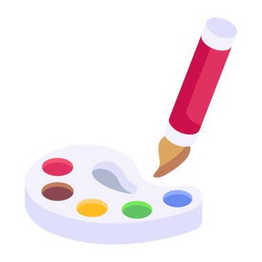 resim fırçası ve palet, vektör illüstrasyonu