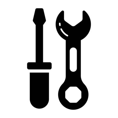 İngiliz anahtarı ve tornavida ikonu. vektör illüstrasyonu