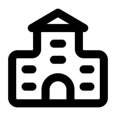 üniversite, bina, eğitim, mülk, mülk, kalın simge.