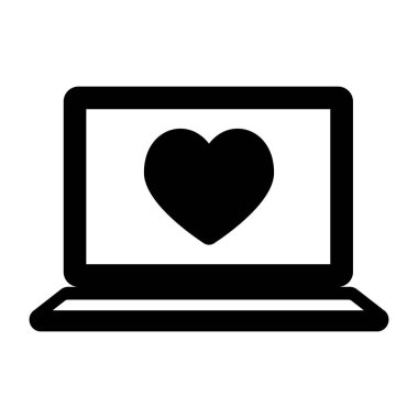 kalp ve aşk vektör çizimi dizaynlı dizüstü bilgisayar