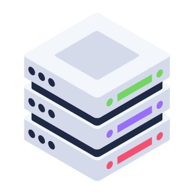 izometrik sunucu simgesi. düz dizayn. vektör illüstrasyonu.