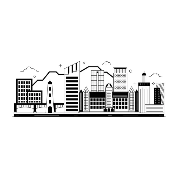 Edificios Ciudad Concepto Arquitectura Construcción Ilustración Vectorial — Vector de stock