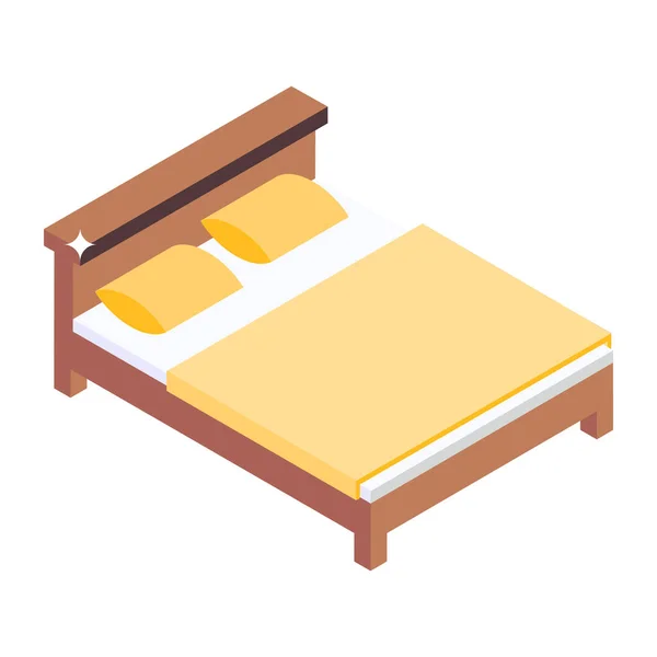 Isometrische Bed Met Kussens Vector Illustratie Ontwerp — Stockvector