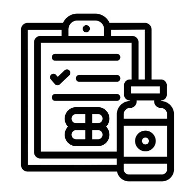 Şişe çizgisi vektör simgesi içeren pano, reçete