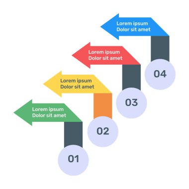 4 seçenekli bilgi şablonu, adım, grafik, grafik ve diğer elementler. vektör illüstrasyonu