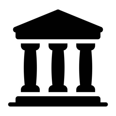 Banka binası ikonu. Beyaz arkaplanda izole edilmiş web tasarımı için hukuk mahkemesi vektör simgelerinin basit çizimi