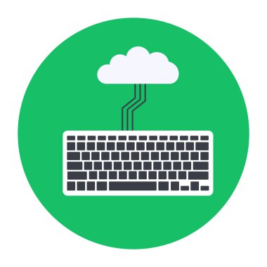 Bulut hesaplama simgesi. Web için dizüstü bilgisayar vektör simgelerinin düz çizimi