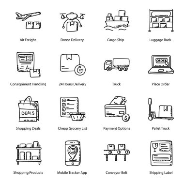 Web ve mobil için vektör simgeleri kümesi
