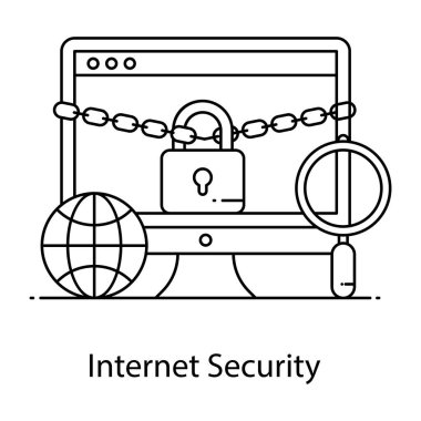 Simge tasarımı ile siber güvenlik kavramı, vektör illüstrasyonu 10 eps grafik.