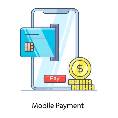 Paralı akıllı telefon ve kredi kartı vektör çizimi tasarımı