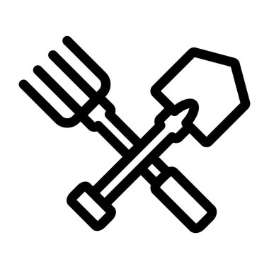 Çatal ve bıçak ikonu. Ana hatlı çatal bıçak vektör sembolü. Beyaz arkaplanda izole edilmiş sınır