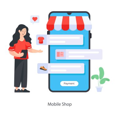 İnternetten alışveriş. düz dizayn. vektör illüstrasyonu