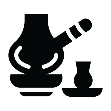 Nargile ikonu. Web için çaydanlık vektör simgelerinin düz çizimi