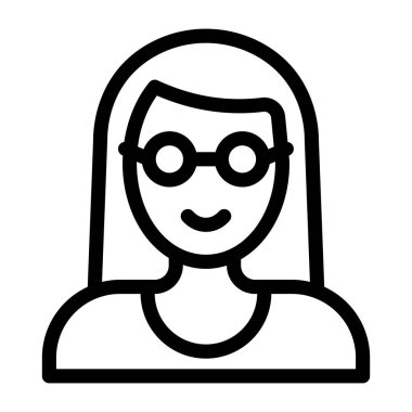 Kadın avatar ikonu. Kadın vektör illüstrasyonunu özetle. izole arkaplan.