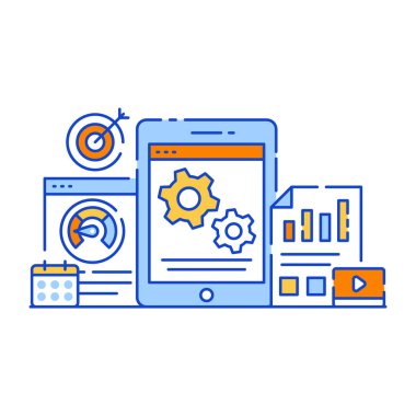 optimizasyon düz tasarım şablonu, vektör illüstrasyonu