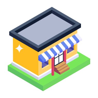 isometric street kiosk with awning and other food vector illustration