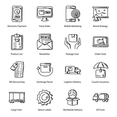 İş simgeleri çizgisi tarzı. ince ana hatlı vektör çizimi.