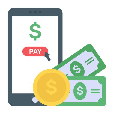 mobil bankacılık düz vektör simgesi