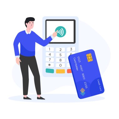 Akıllı telefon ve ödeme vektör çizimi tasarımı ile kredi kartı