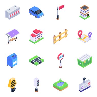 Renklerin izometrik simgeleri izole edilmiş vektör çizimi