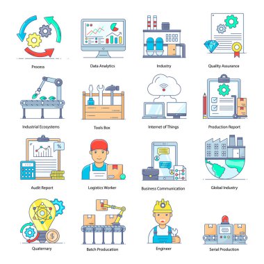 İş ve finans çizgisi simgeleri ayarlandı. vektör illüstrasyonu